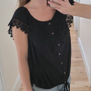 No Boundaries Ruffle Tee Or Off Shoulder Top In Black 3XL Plus Size